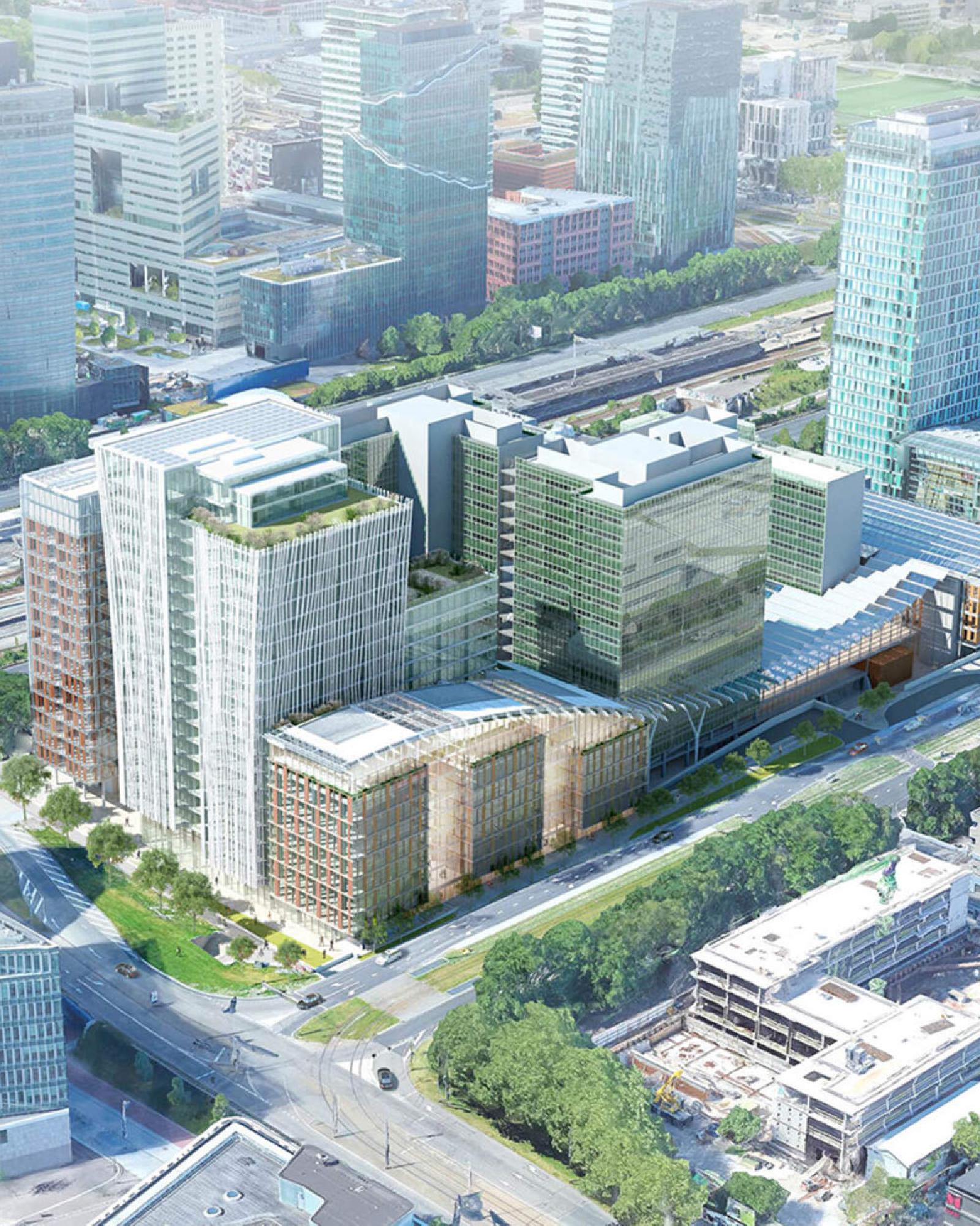 Luchtfoto van WTC Amsterdam op de Zuidas